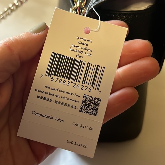 Kate spade, small black handle bag with removable gold crossbody chain, new - Picture 9 of 12